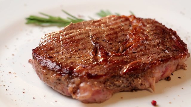 freshly cooked veal steak