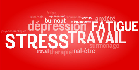 Nuage de mots : Stress fond rouge