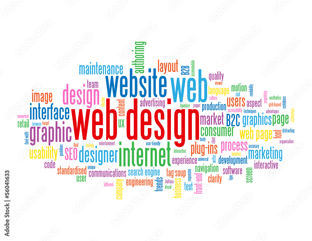 Poster web design tag cloud (internet website homepage vector graphics)