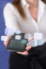 Woman showing a mobile phone