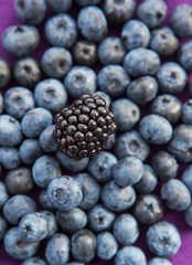 Blackberries and blueberries, selective focus