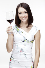 woman holding wine glass