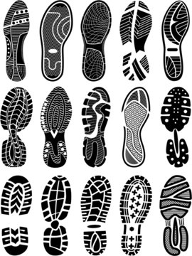 Shoe soles vector silhouettes collection