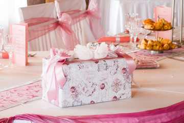 Fototapeta na wymiar wedding table set with box