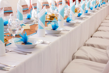 wedding table set with decoration for fine dining