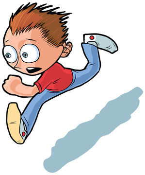 Running Boy Vector Cartoon