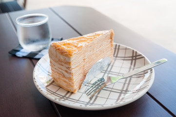 Crepe Cake and beverages