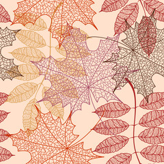 Seamless pattern of autumn leaves