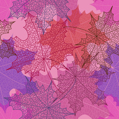 Seamless pattern of autumn maple leaves