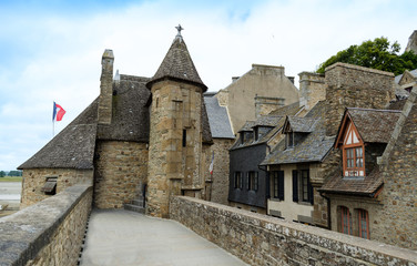 Fototapeta na wymiar Houses in Mont Saint Michel – Normandie, France