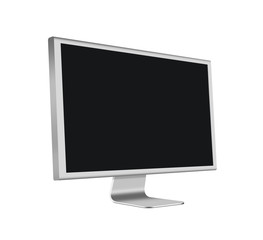 Aluminum LCD Computer Monitor with blank screen on white backgro