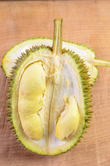 Durian fruit basket on wood background