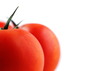 Organic vine tomatoes shot against a white background