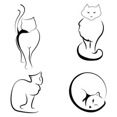 black and white illustration of cats