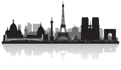Stof per meter Paris France city skyline silhouette © yurkaimmortal