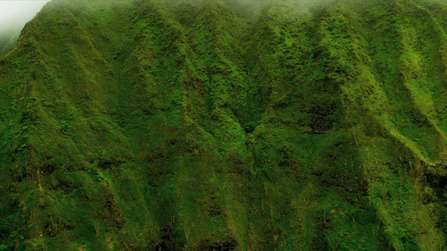 Aerial view of solidified lava formations, Hawaii