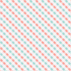 Seamless chekered pattern, coral and turquoise.