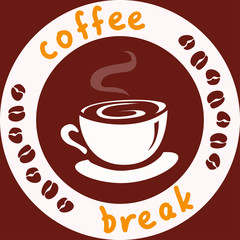 icon with a cup of coffee and beans