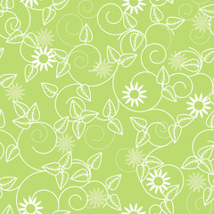 vector seamless green  floral background