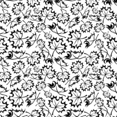 Seamless pattern with maple leaves. Vector illustration.