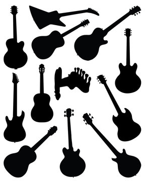 Silhouettes of guitars. vector