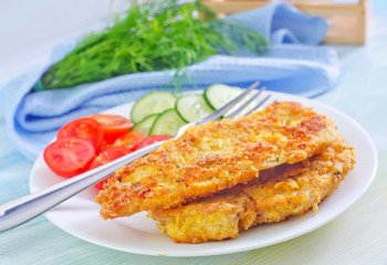 fried chicken with vegetables