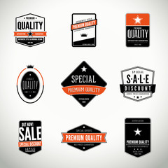 Vector set with labels and badges