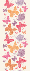 Vector floral butterflies seamless pattern background with hand