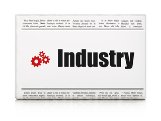 Finance news concept: newspaper with Industry and Gears