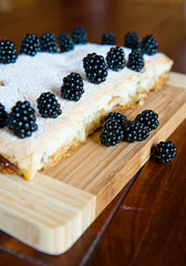 apple cake with blackberries