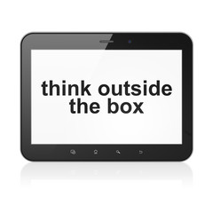Education concept: Think outside The box on tablet pc computer