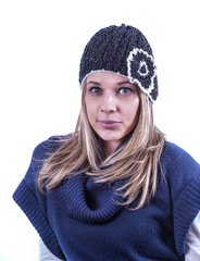 Teen girl with knit hat and cardigan