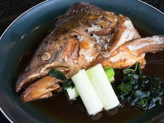 salmon head with soy sauce
