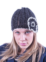 Teen girl with knit hat and cardigan