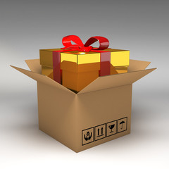 Gift box in cardboard boxes 3d illustration © tigger11th