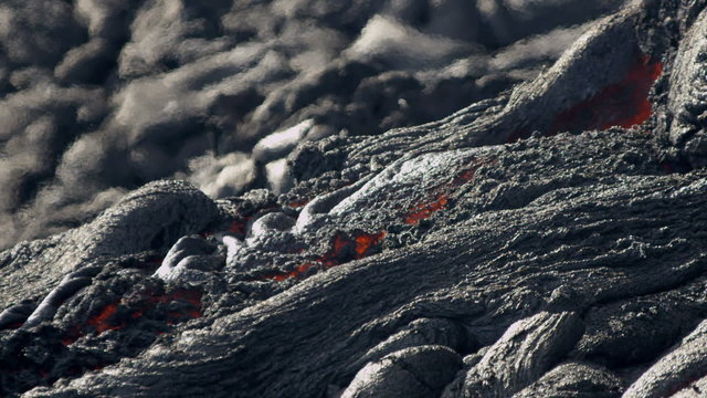 Red Hot Lava Moving Over Land Hawaii