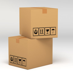 Cardboard boxes on white background 3d illustration © tigger11th