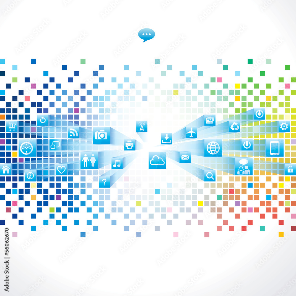Poster abstract technology background with web icon.