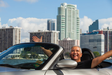 Hnadsome man in car