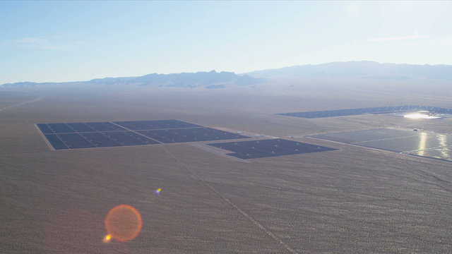 Aerial view Photovoltaic Solar units, USA
