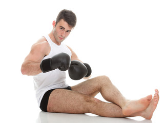 isolated studio picture from a young boxer