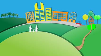 Abstract Paper City in Vector illustration