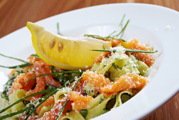 Fettuccine with salmon