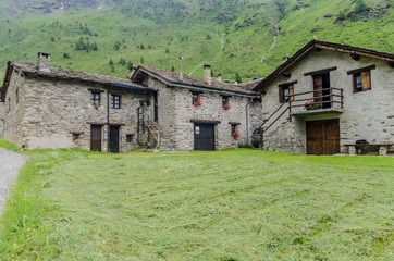 Obraz premium Stone houses. Traditional alpine village in the mountains