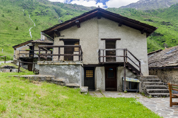 Stone houses. Traditional alpine village in the mountains