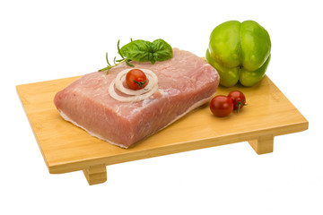 Raw pork with onion, basil and rosemary