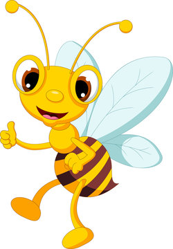 funny bee cartoon thumb up