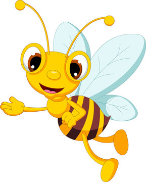 funny bee cartoon waving