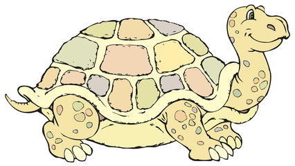 Vector illustration. Cheerful cartoon turtle