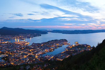 Fototapeta na wymiar Panorama of Bergen Norway
